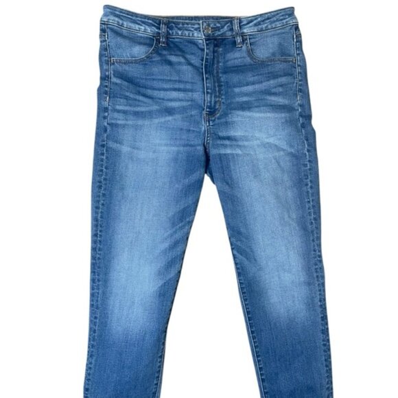 American Eagle 12 Short Denim Super Stretch Hi-Rise Jeggings Jeans Pants Blue AE - Picture 2 of 9